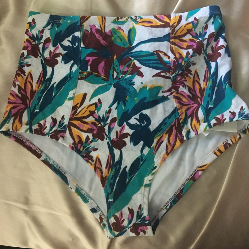 floral high waisted bikini bottom